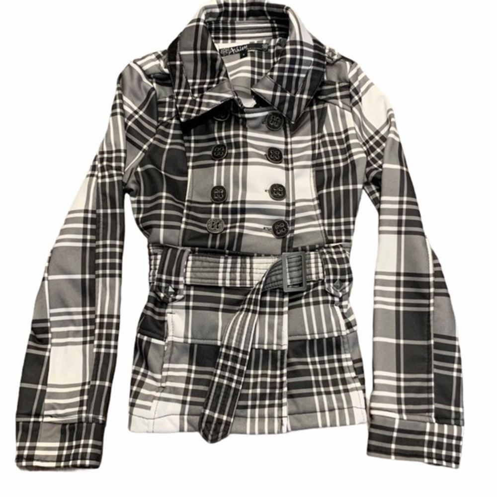 ASHLEY Women’s Plaid Belted Jacket Size S